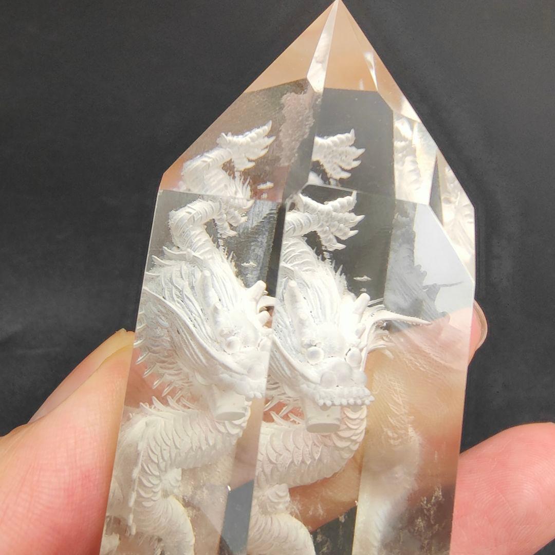 3 水晶　 5本爪の龍　 水晶ポイント　六角柱　天然石　龍　風水　占い　辰年