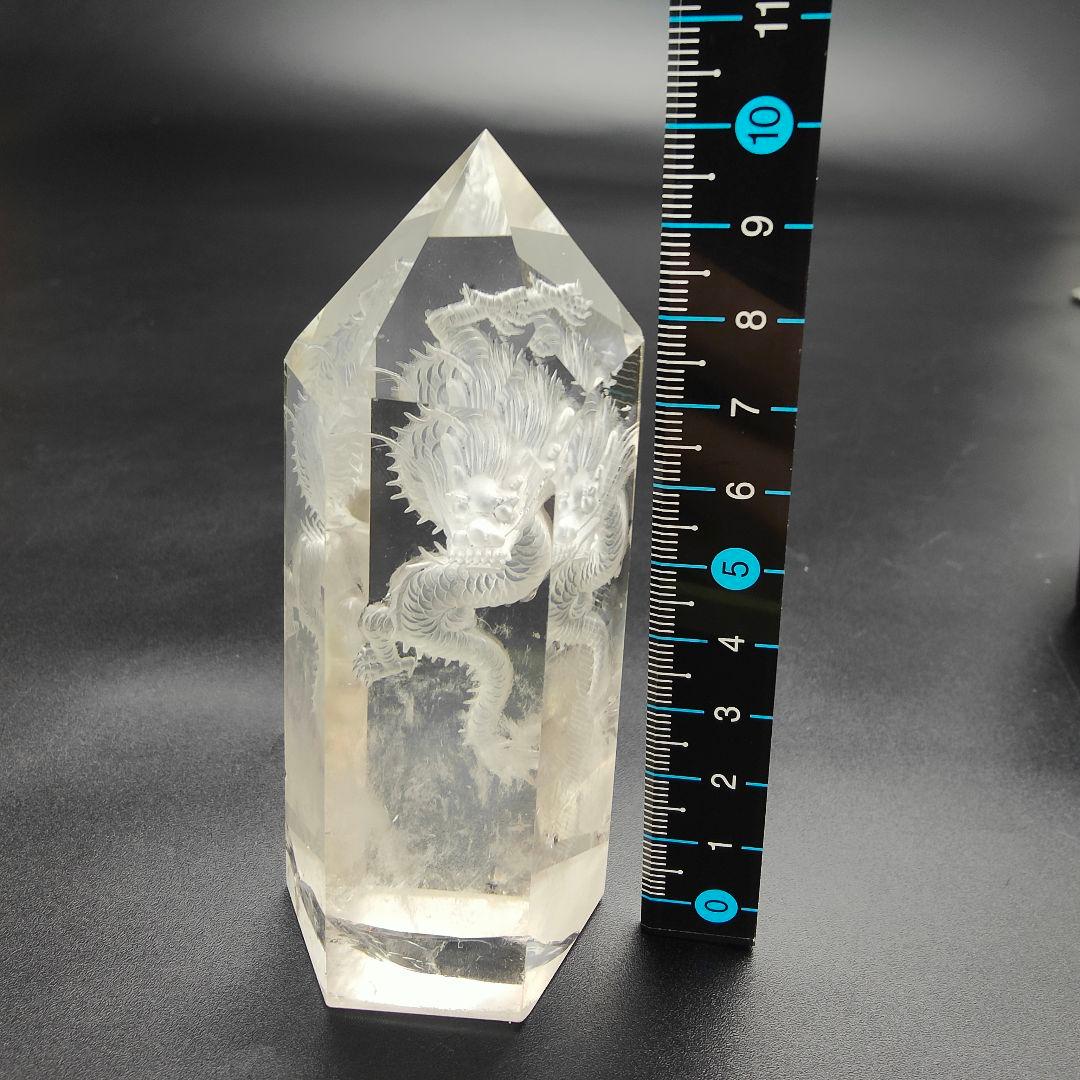 3 水晶　 5本爪の龍　 水晶ポイント　六角柱　天然石　龍　風水　占い　辰年