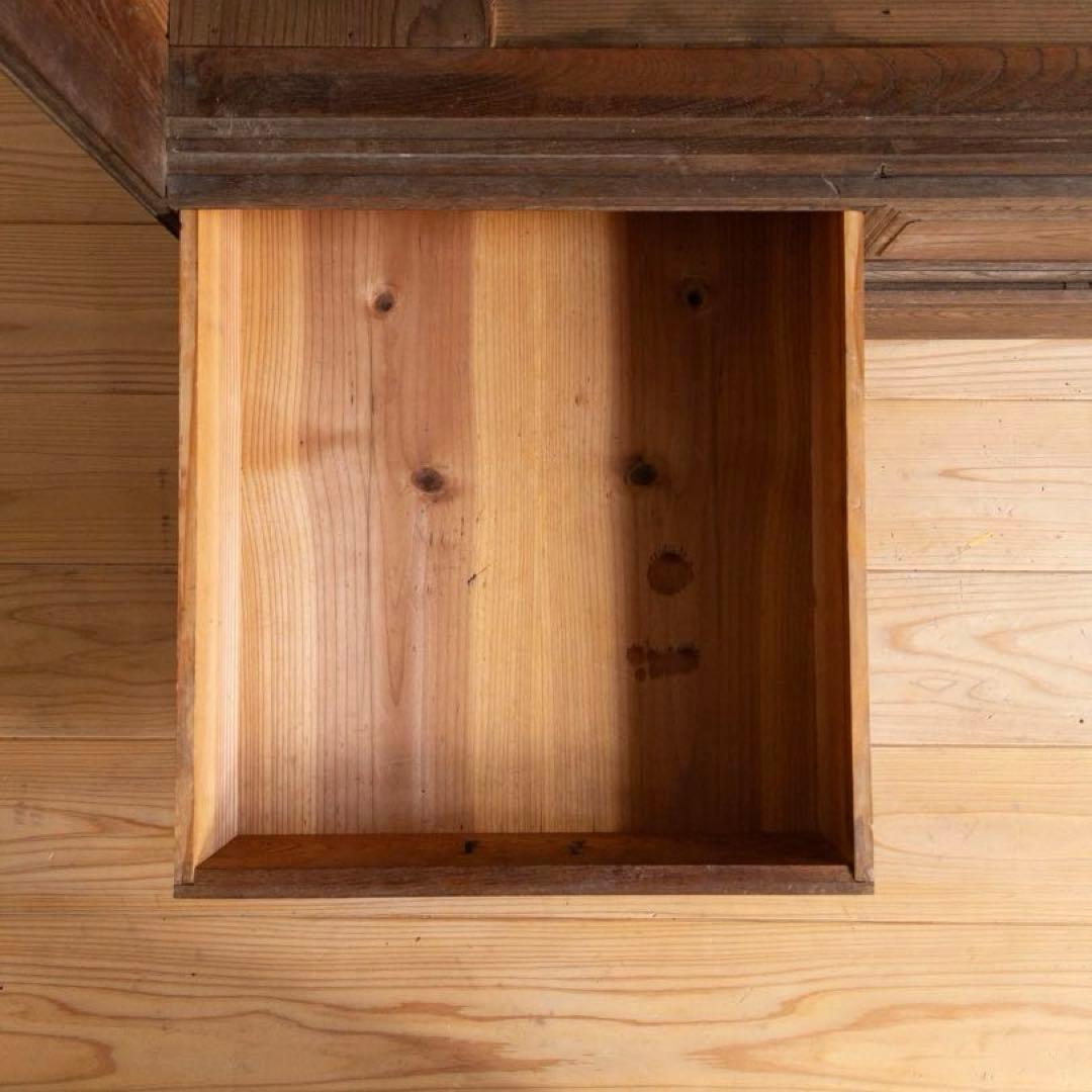 収納棚　木製　引き戸　引き出し　古道具　古家具　ビンテージ　アンティーク　レトロ