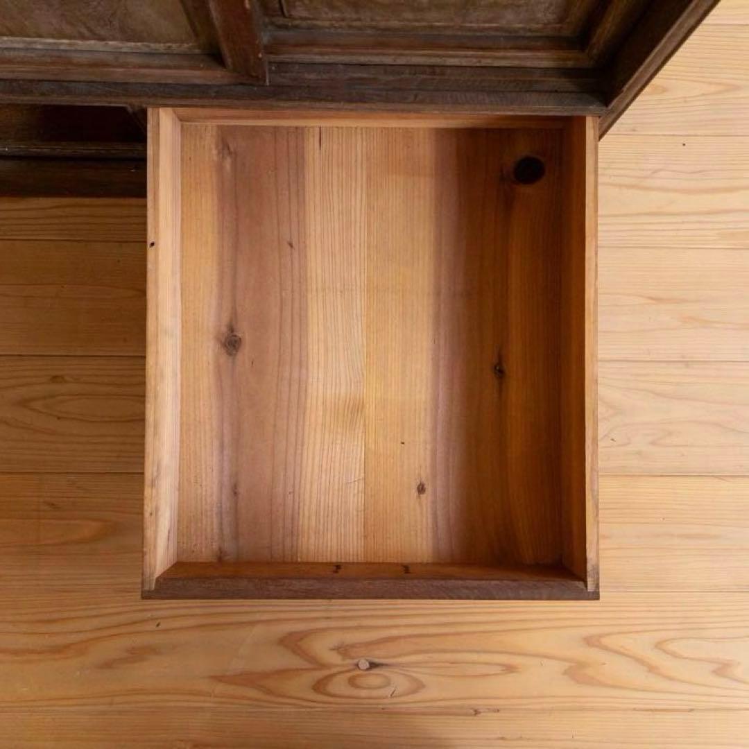 収納棚　木製　引き戸　引き出し　古道具　古家具　ビンテージ　アンティーク　レトロ