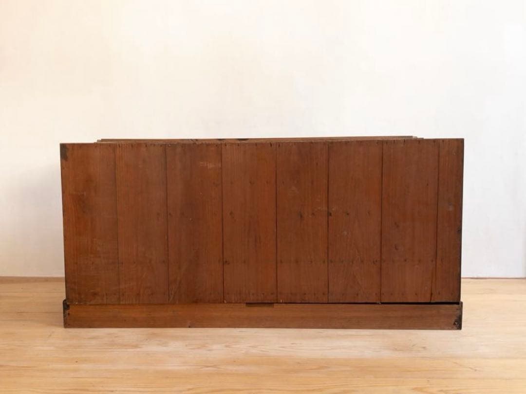 収納棚　木製　引き戸　引き出し　古道具　古家具　ビンテージ　アンティーク　レトロ