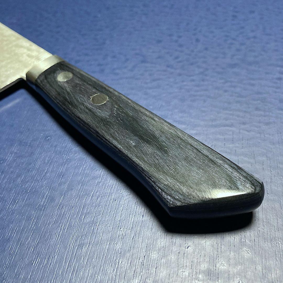 訓平作　菜切　包丁　165mm V金10号　槌目ダマスカス　紺柄　越前打刃物