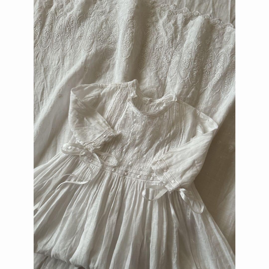 ✲*フランス・フレンチアンティーク　ベビードレス・ドールドレス　チャーチ　レース