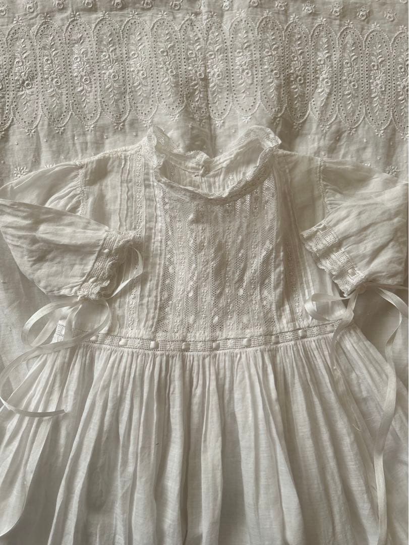 ✲*フランス・フレンチアンティーク　ベビードレス・ドールドレス　チャーチ　レース