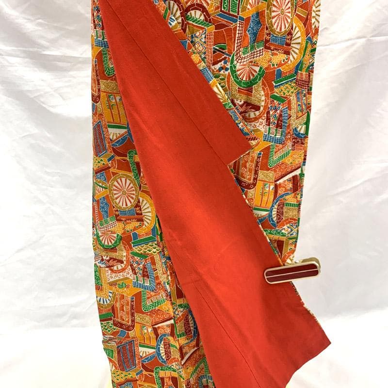 506ag78■七五三 付添い 五歳 七歳 アンサンブル 着物&羽織&帯 朱■