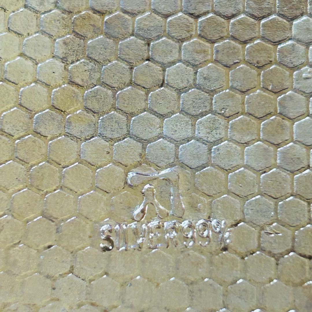 未使用　純銀七宝砂糖器＆トレイセット　銀食器　レトロ　ビンテージ　希少