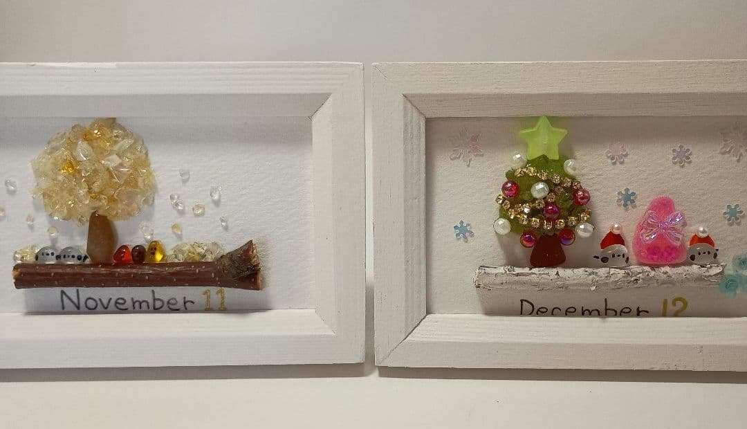 シーグラスアート・1年間　月別イベント　カレンダー　ミニサイズ　NO802