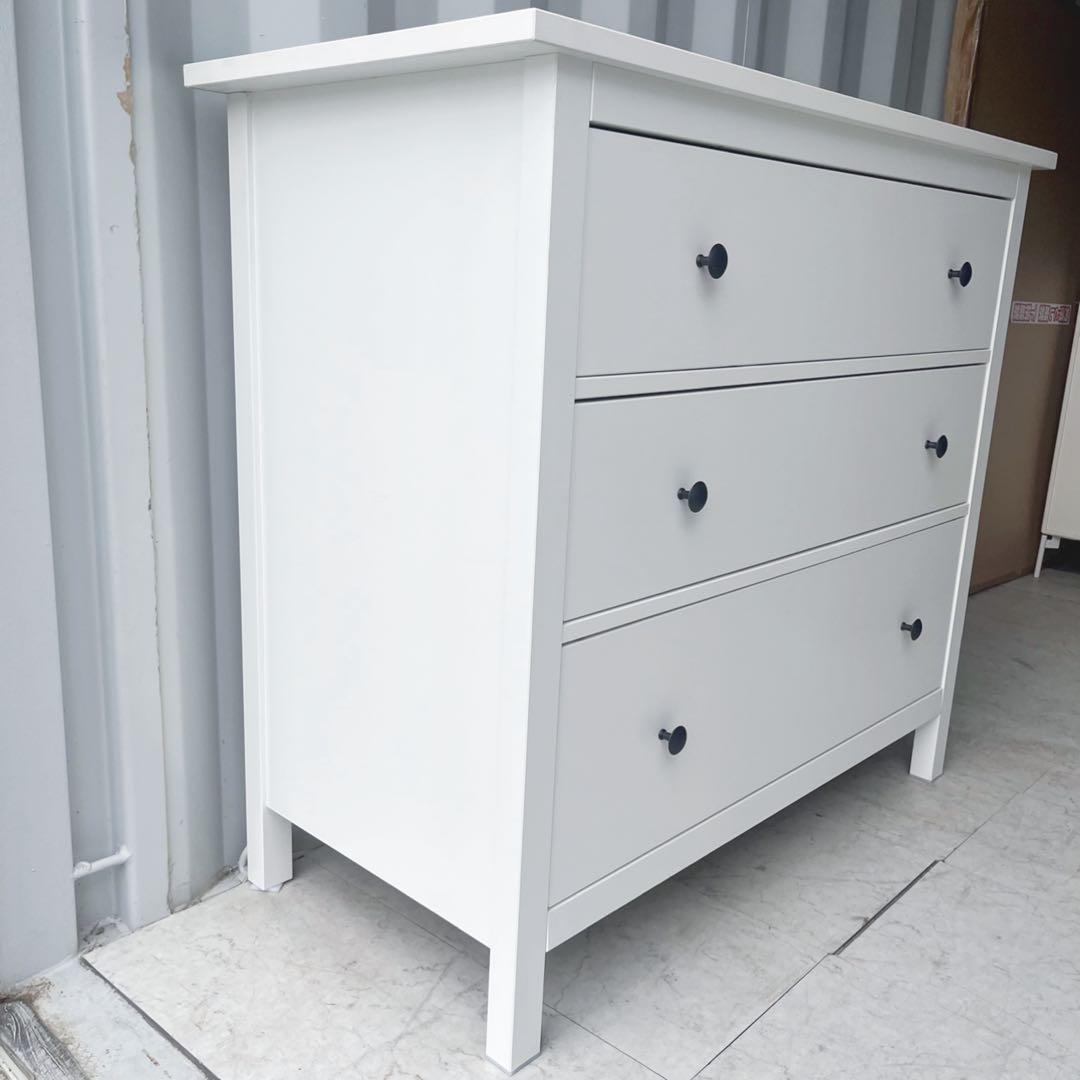 取付無料！IKEAイケア ヘムネス ホワイトステイン 北欧風三段チェスト