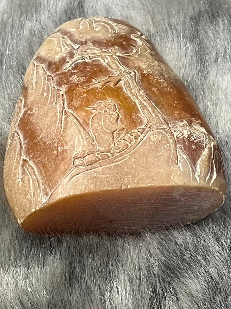 ⓵ 中国古玩 寿山石 寿山連江黄凍石 浮彫印材　中国　石　置物