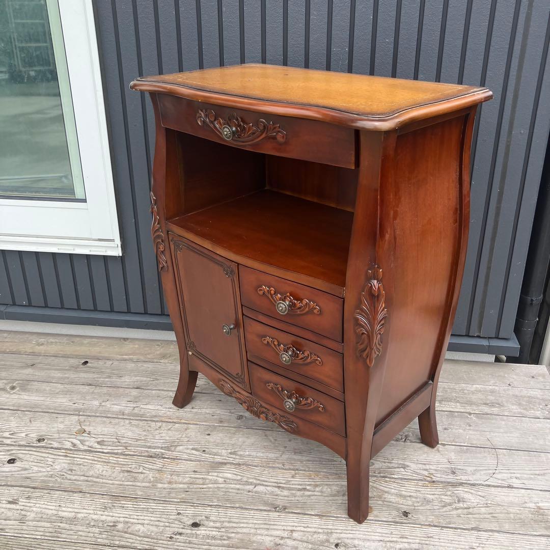 イタリアスタイル 木製コンソールテーブル コールキャビネット 電話台キャビネット