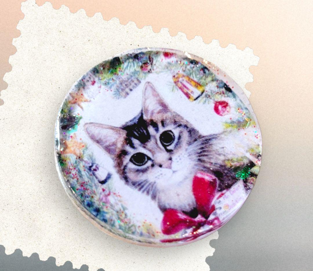 NO 449レジンヘアゴムブローチハンドメイド猫ちゃん