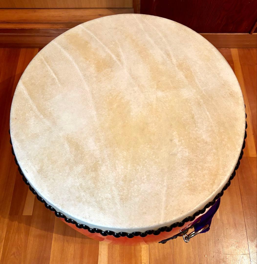 【美品】和太鼓 エイサー太鼓 44.5×49.0cm ケース/バチ付