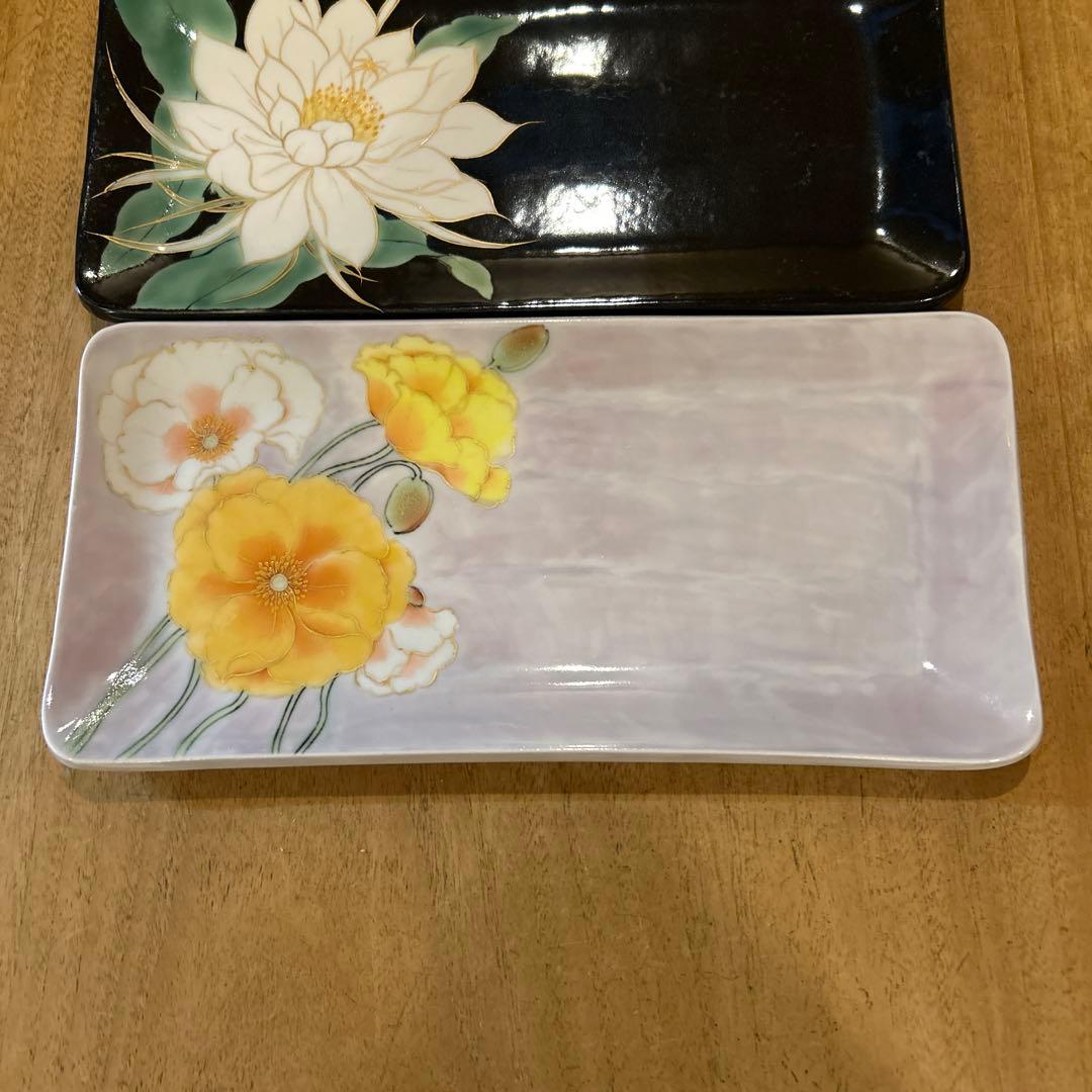 京焼 清水焼　陶葊 陶あん とうあん作　四季花　長皿揃え　希少