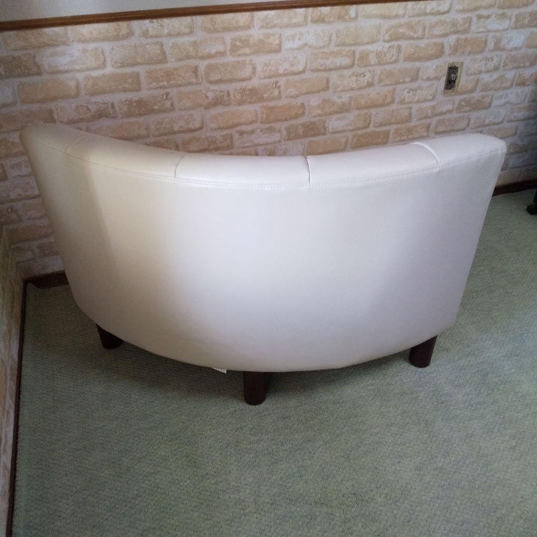 セット単品/コーナーソファ脚付(外すとローソファ)人工皮革/アイボリー/ 美品