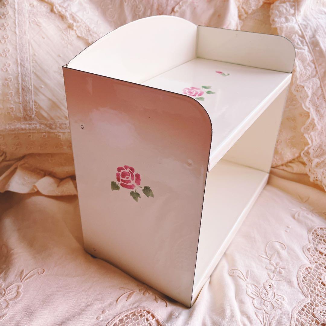 お値下げマニーローズホーロー収納ケースイマンダイアナローズ薔薇フレンチカントリー