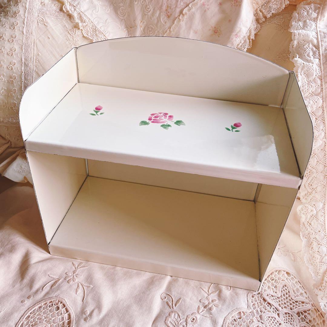 お値下げマニーローズホーロー収納ケースイマンダイアナローズ薔薇フレンチカントリー