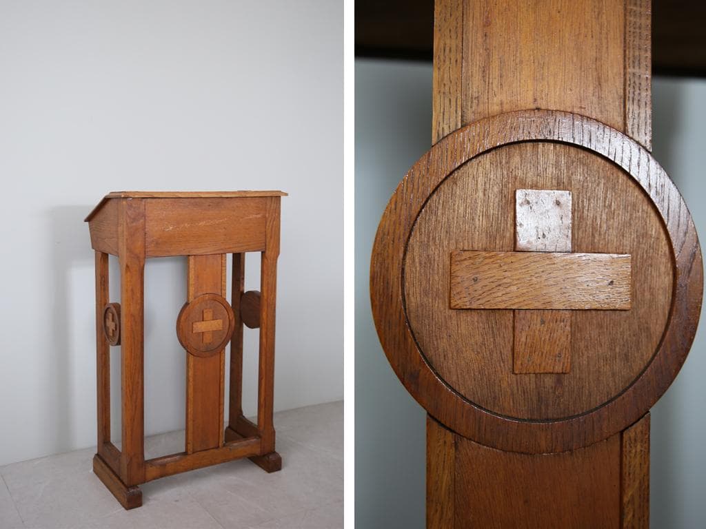 フランスアンティーク木製チャペルデスク/教会机/チャーチテーブル(82-23)