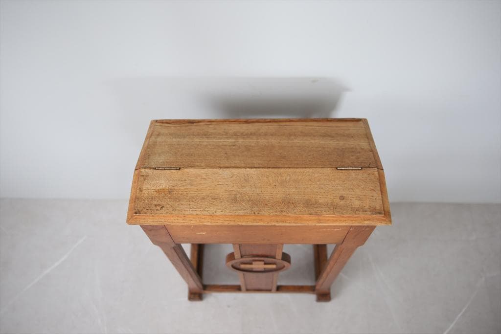 フランスアンティーク木製チャペルデスク/教会机/チャーチテーブル(82-23)