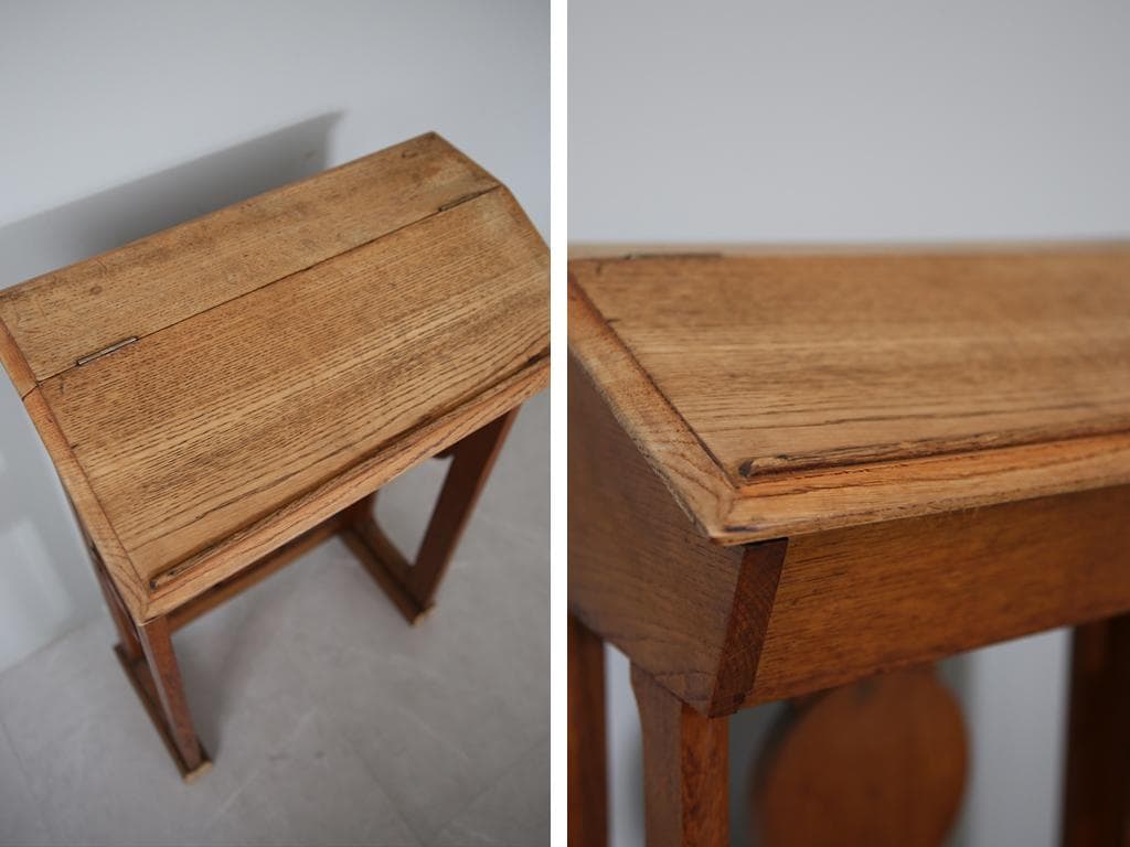 フランスアンティーク木製チャペルデスク/教会机/チャーチテーブル(82-23)