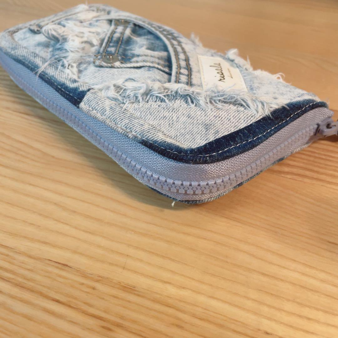 デニム リメイク ラウンドファスナー 長財布