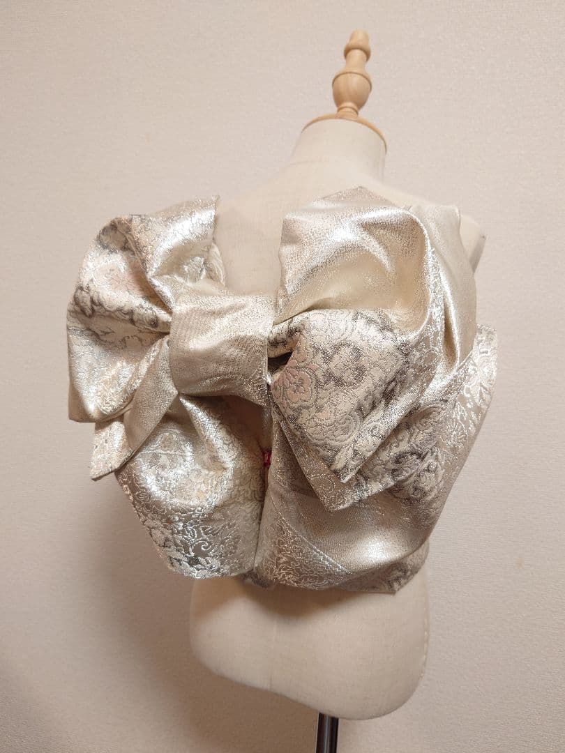 七五三　ハーフ成人式　ジュニア帯　大人用袋帯からの作り帯　1点物　正絹　銀系