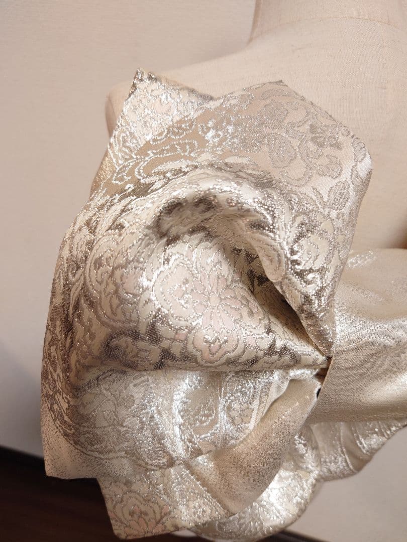 七五三　ハーフ成人式　ジュニア帯　大人用袋帯からの作り帯　1点物　正絹　銀系