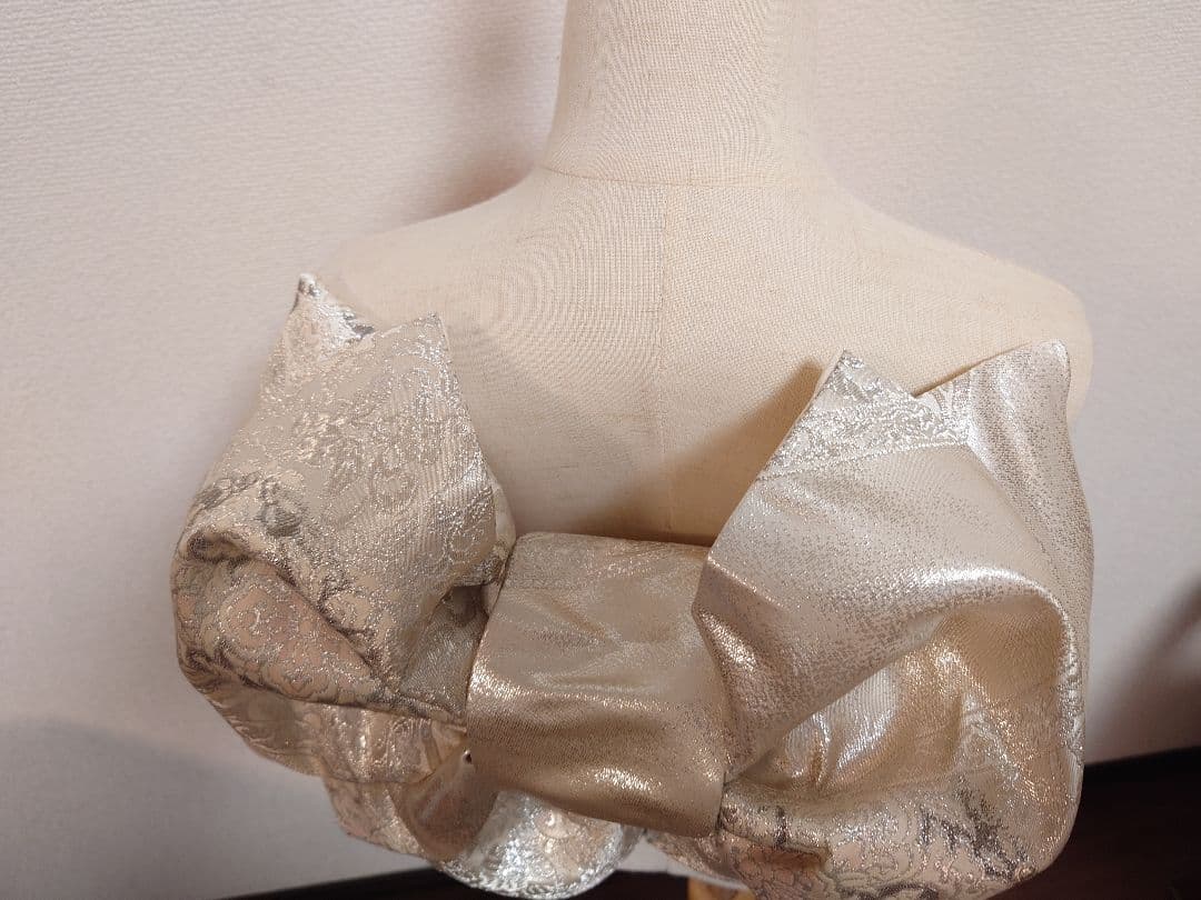 七五三　ハーフ成人式　ジュニア帯　大人用袋帯からの作り帯　1点物　正絹　銀系