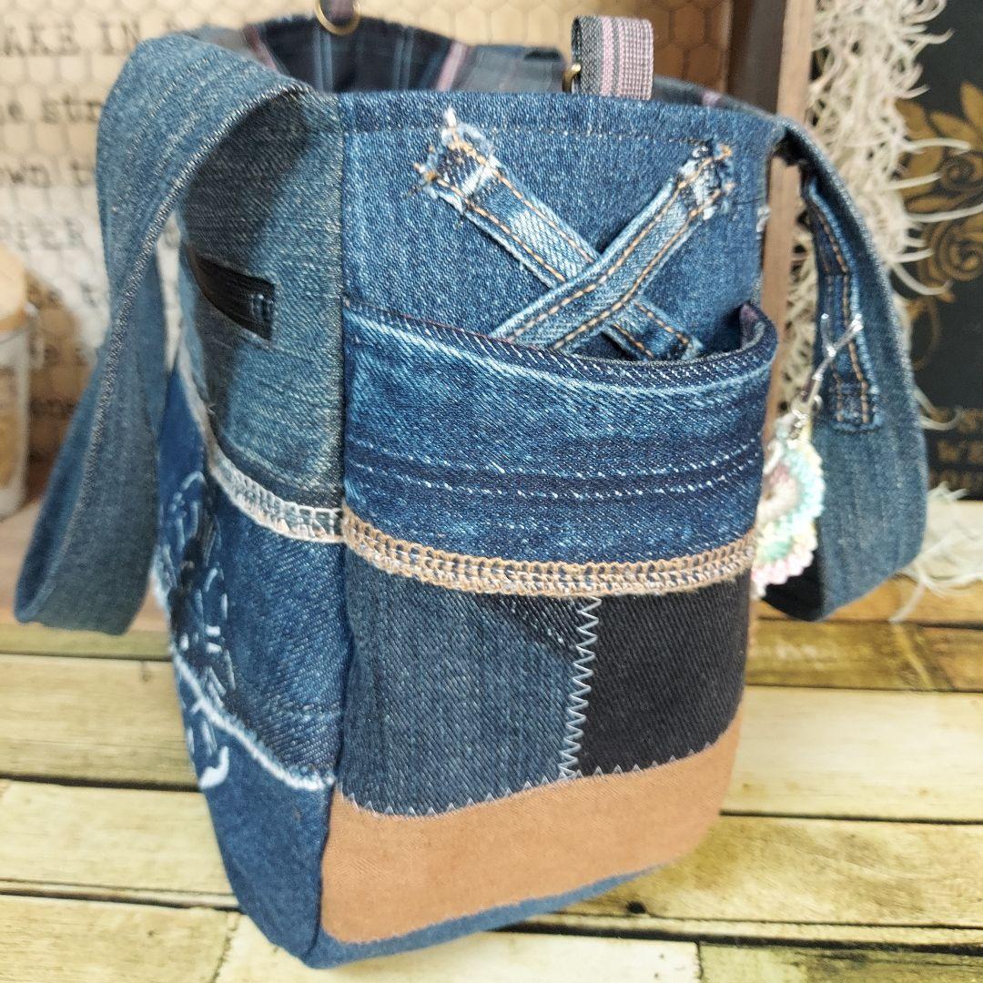 【ほたる】刺繍デニムバック　No.675　　&　ショルダーベルト