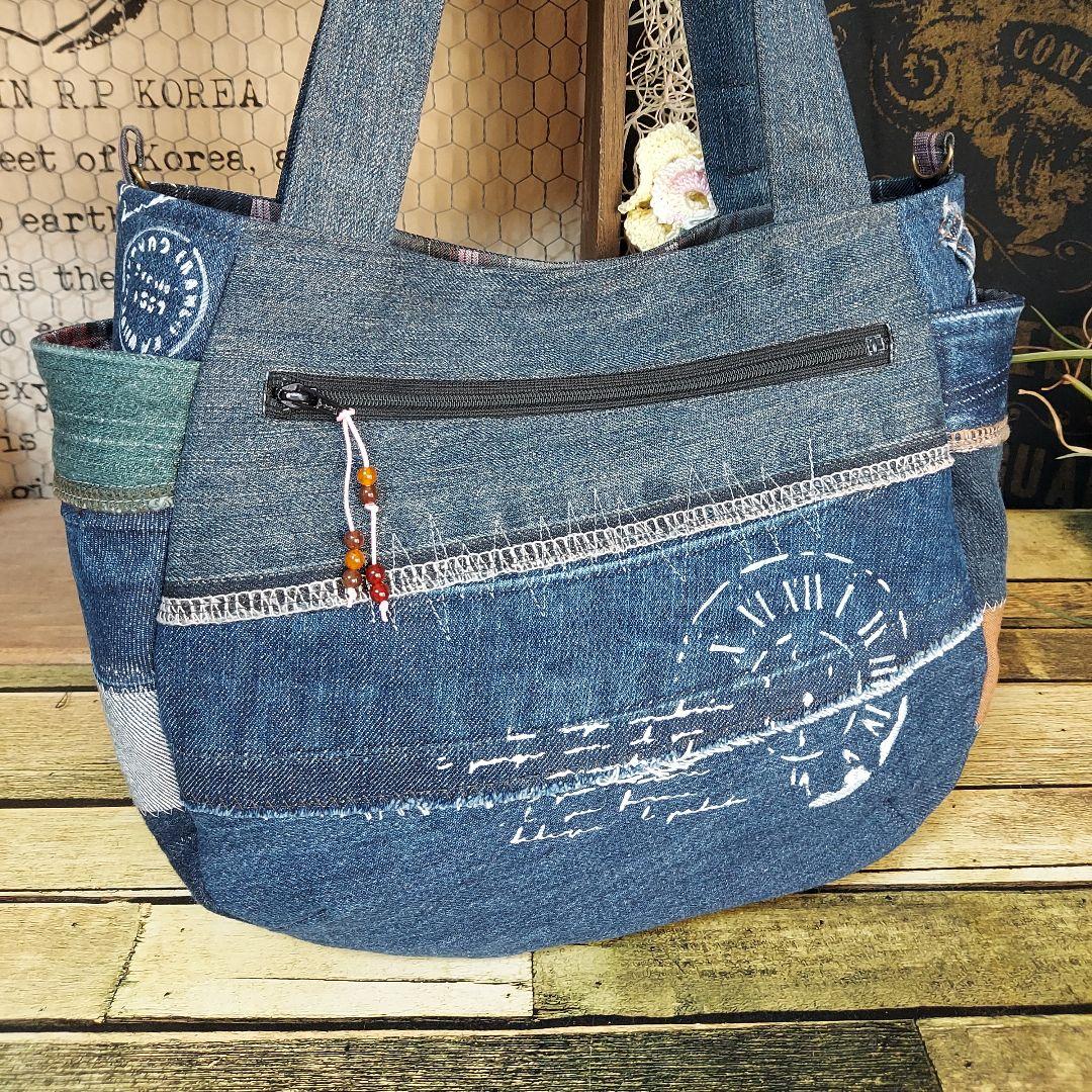 【ほたる】刺繍デニムバック　No.675　　&　ショルダーベルト