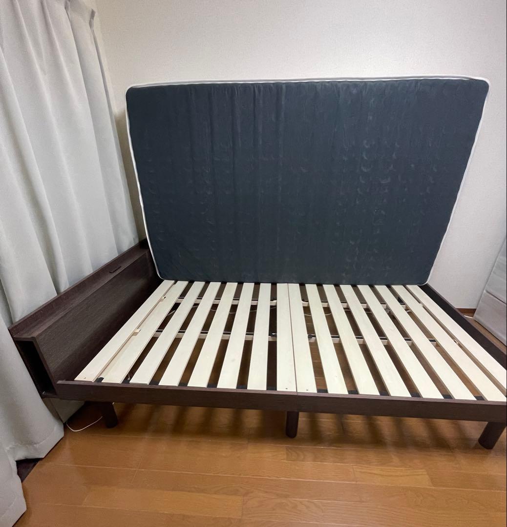 美品 木製スノコベッド セミダブル マットレスセット