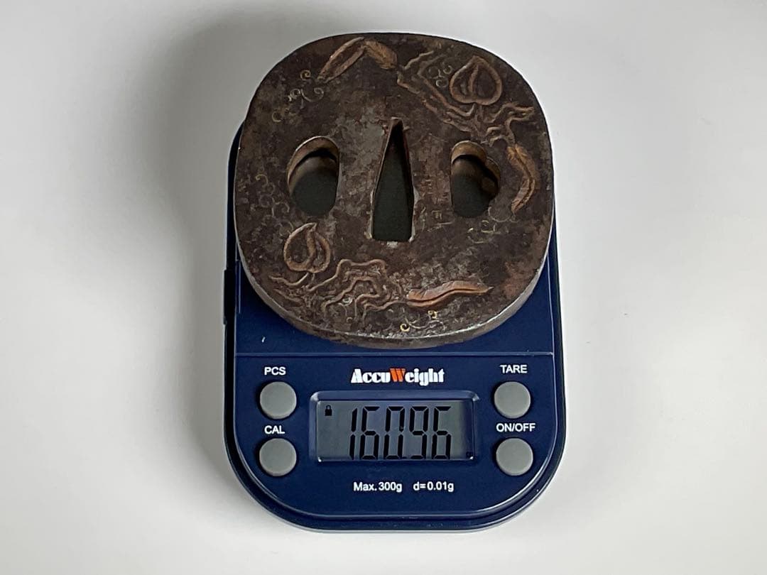 ① 鉄鍔 会津住 正阿弥 金象嵌 在銘 武具 刀剣 江戸期