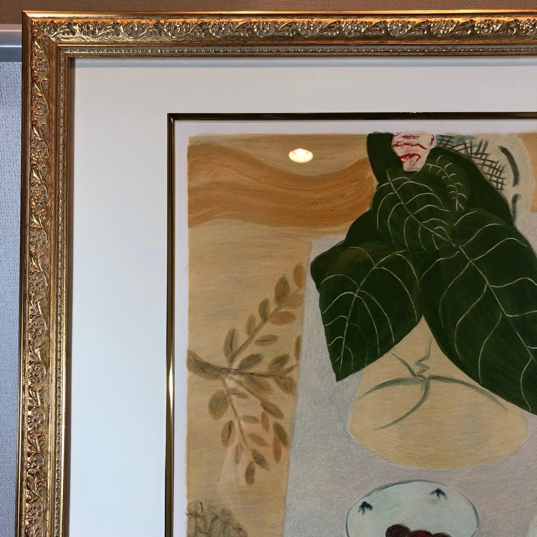 ボンコンパン 「テーブルの上の観葉植物」 リトグラフ 直筆サイン入り