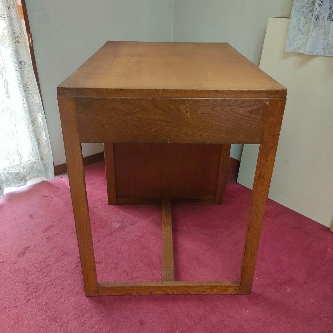 【昭和レトロ】 木製 勉強机 学習机 片袖 4引き出し付き 木製シンプル事務机