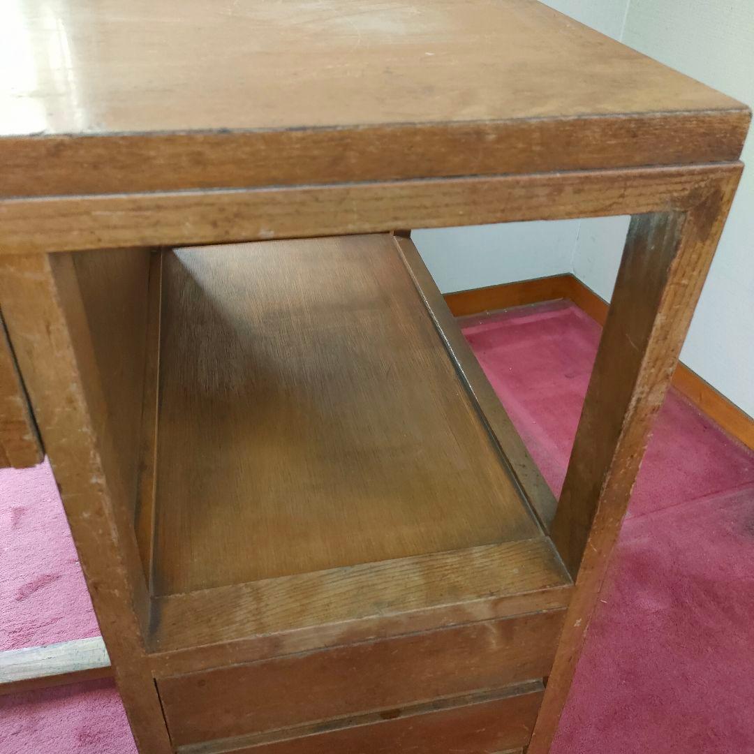 【昭和レトロ】 木製 勉強机 学習机 片袖 4引き出し付き 木製シンプル事務机