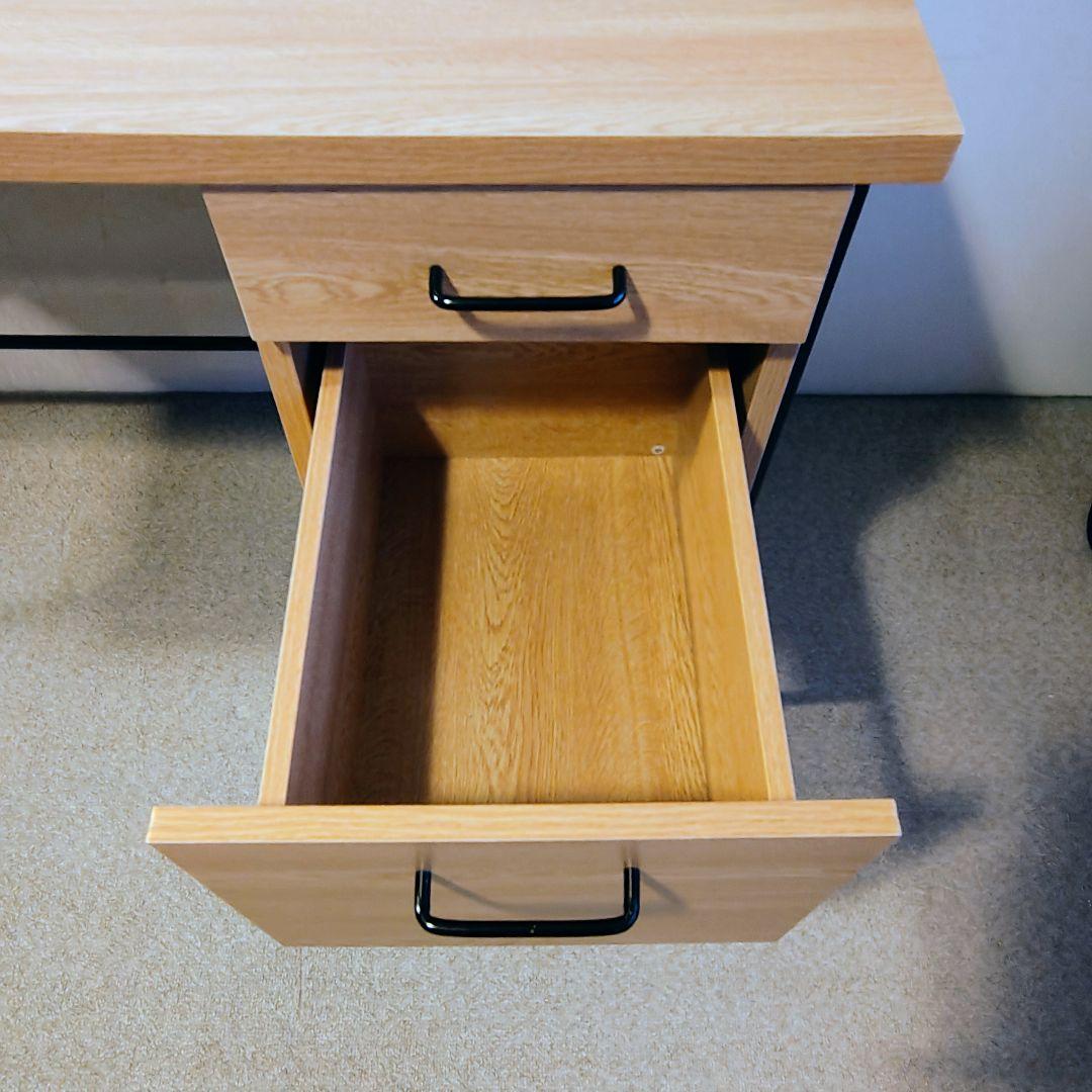 お洒落 アイアン×木目 デスク 引出し付