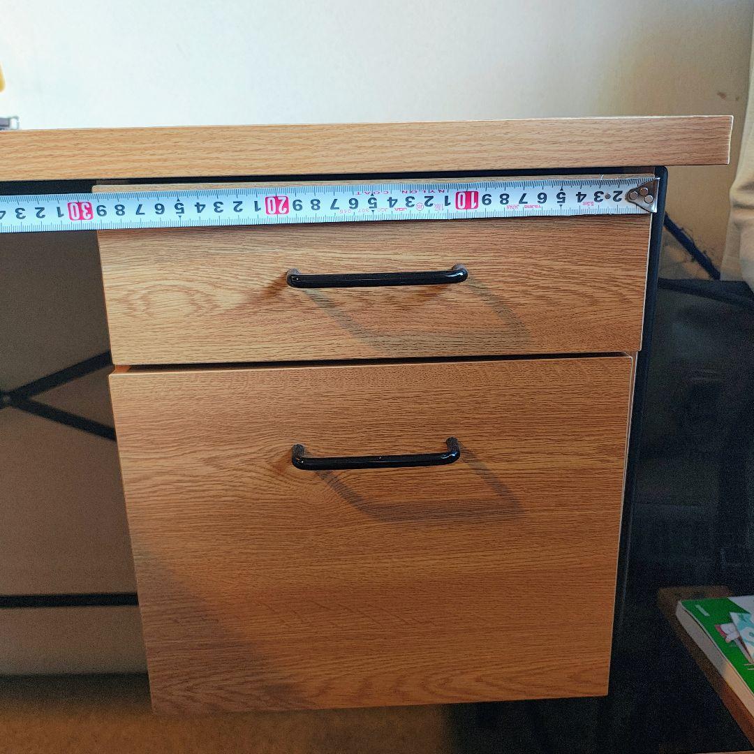 お洒落 アイアン×木目 デスク 引出し付