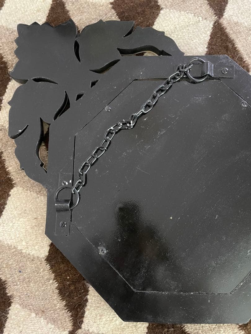 エッチングデザイン 八角形壁掛けミラー