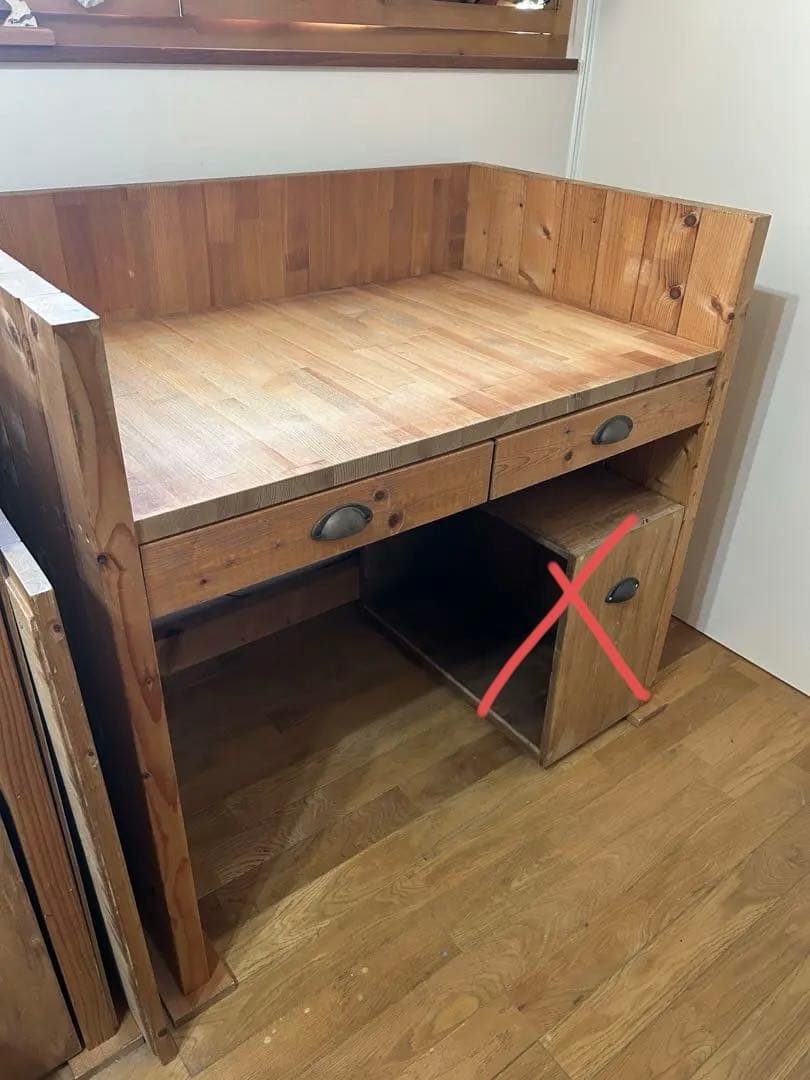 【引き取りOK】木製 学習机　DIY 引き出し付　デスク　本体　オリジナル
