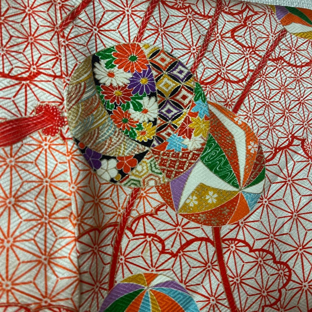 七五三　五歳　七歳　着物セット　アンティーク　かのこ　朱色