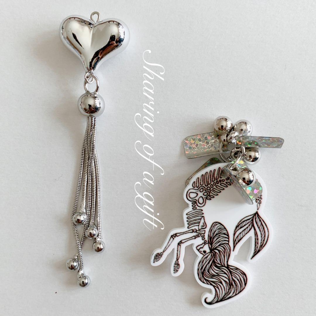 6way☻４本セット♡シルバーでまとめた人魚のアシンメトリーピアス