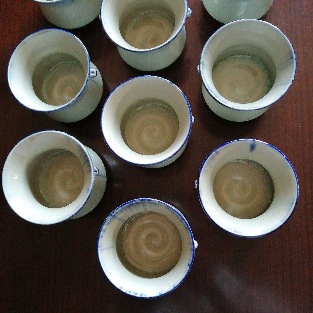 瀬戸焼　志の窯　御深井双耳胴締向付　10客　9cm　今物