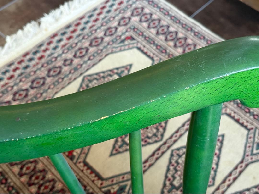 希少　飛騨産業　キツツキマーク　グリーンロッキングチェア　ヴィンテージ　nG