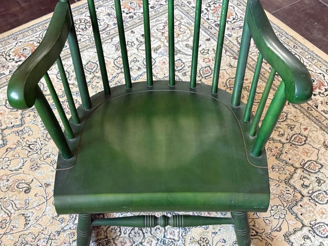 希少　飛騨産業　キツツキマーク　グリーンロッキングチェア　ヴィンテージ　nG