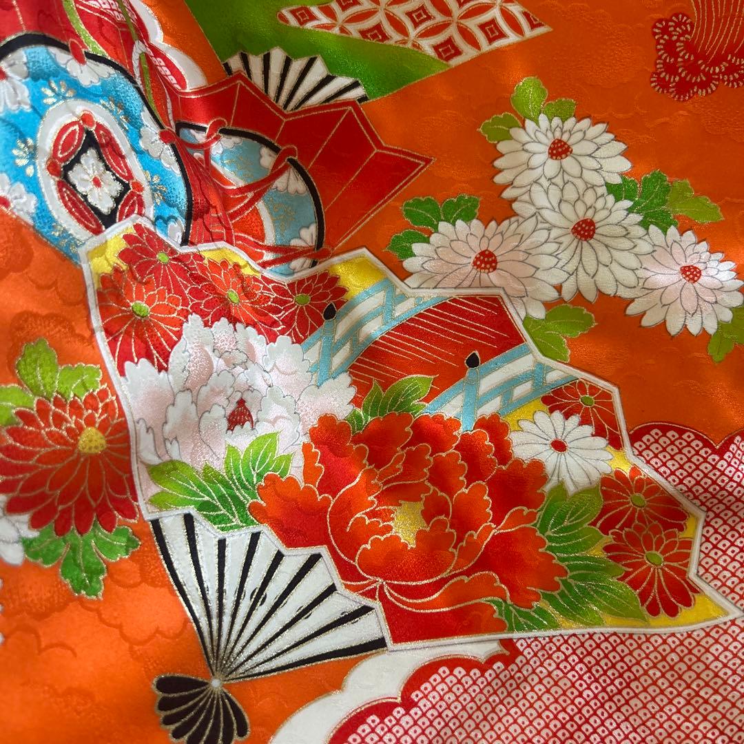 7歳　七五三　正絹着物　古典柄　帯　帯揚げ　帯締めのセットです。