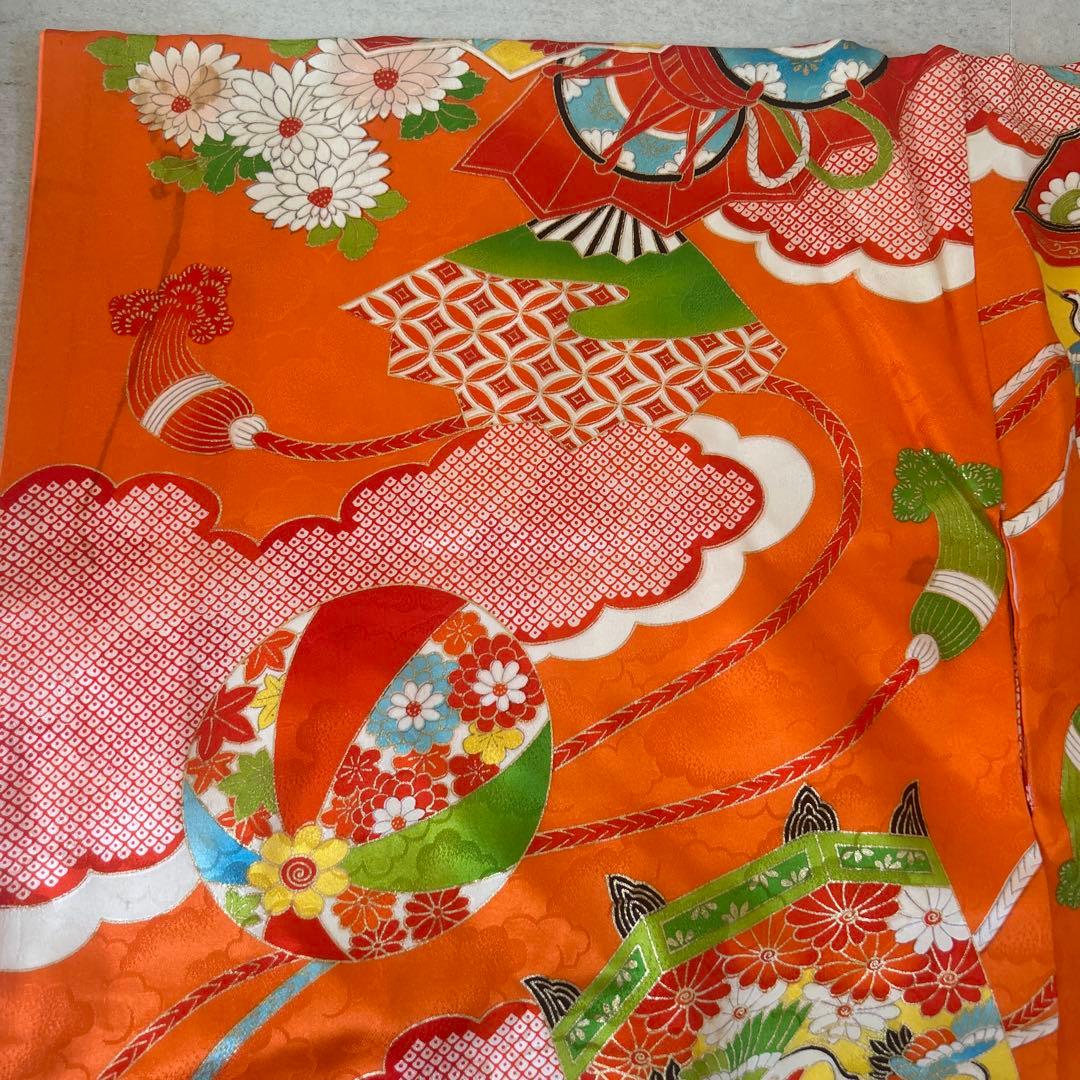 7歳　七五三　正絹着物　古典柄　帯　帯揚げ　帯締めのセットです。