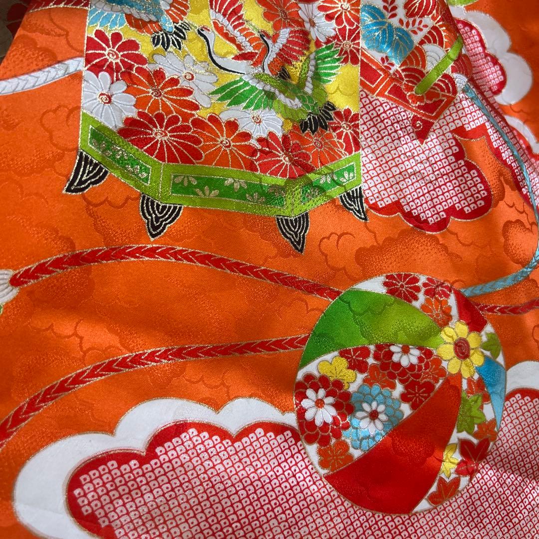 7歳　七五三　正絹着物　古典柄　帯　帯揚げ　帯締めのセットです。