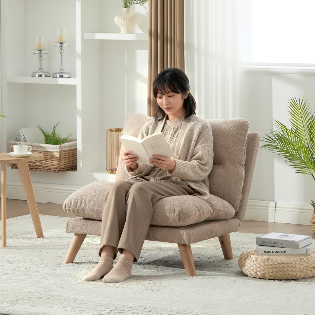 【新品】一人掛け折り畳みソファ 90-160°調節 低反発メモリーフォーム