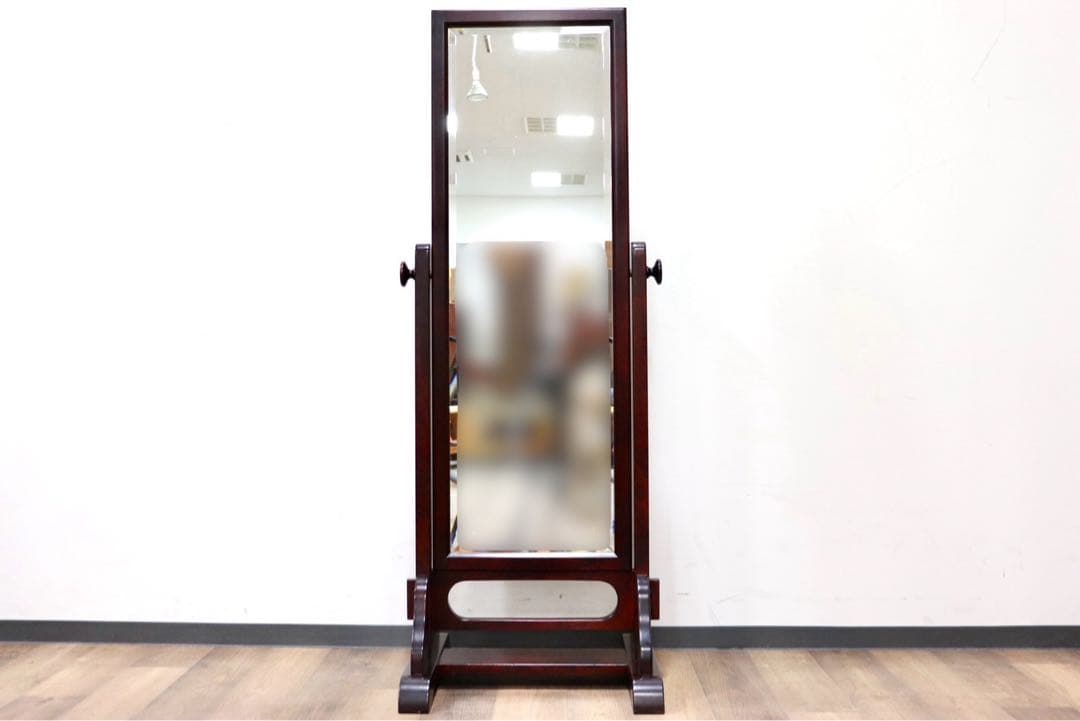GMGF107○安芸民芸 スタンドミラー 鏡 姿見 全身鏡 椛 樺材 無垢材