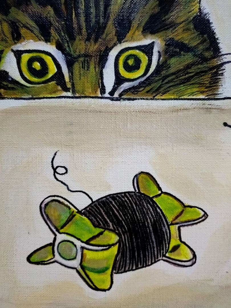 【F6号】藤田嗣治【仕立て屋の猫】手描き/表裏サイン・鑑定書有/油彩/水彩/額縁