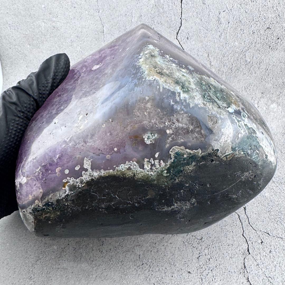 G-139ピンク紫色特大ハート型アメジストクラスター ドーム 原石 3.56kg